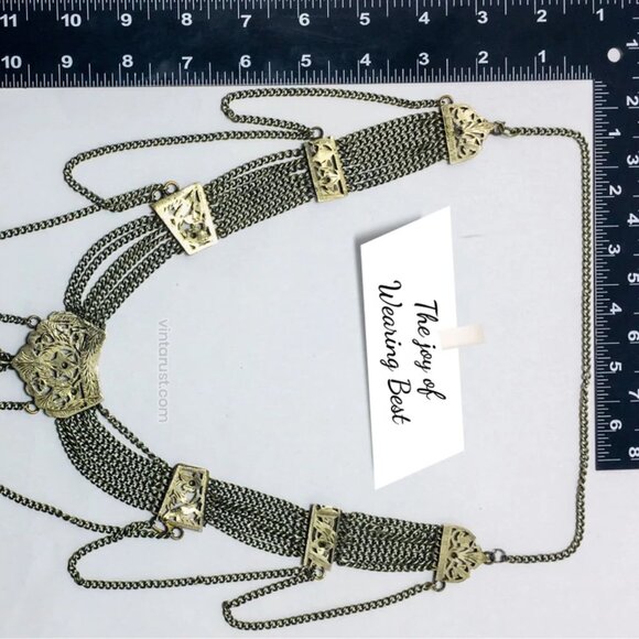 Multilayers Silver Kuchi Necklace, Vintage Gypsy Tribal Necklace - Picture 7 of 8